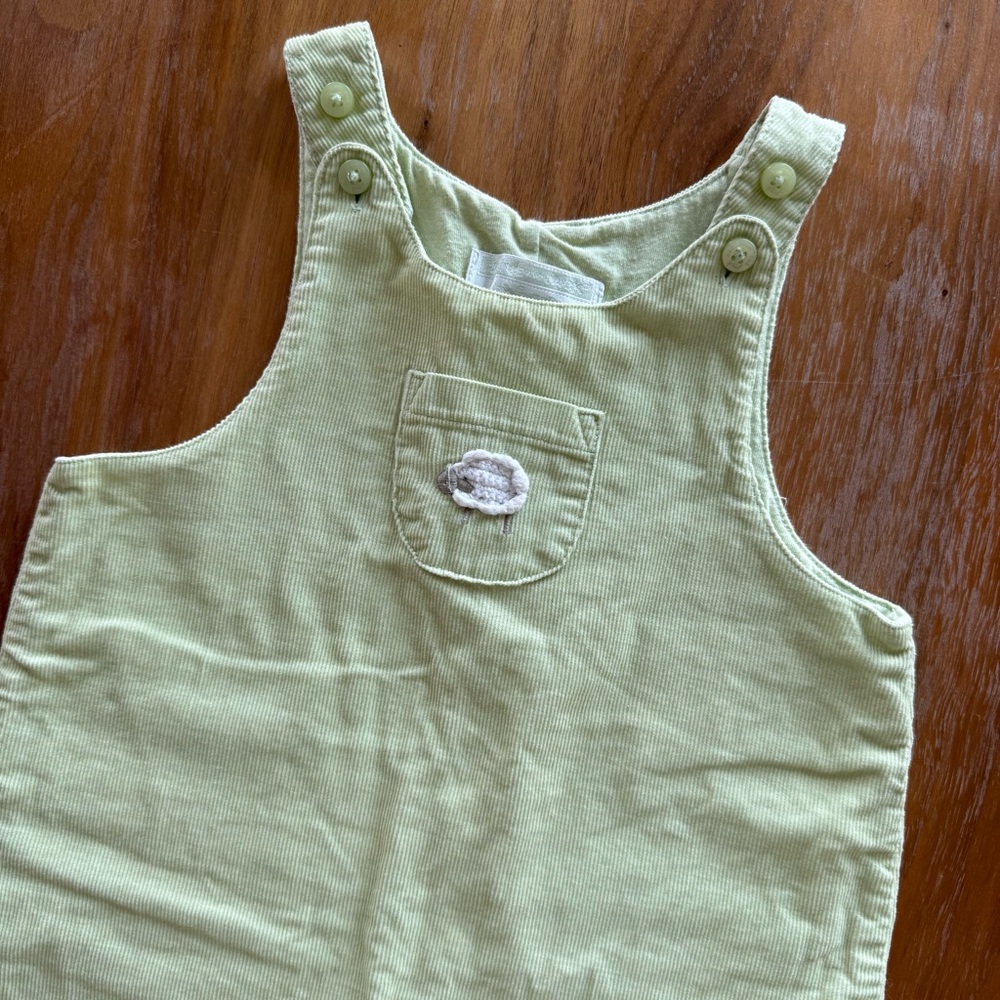 Janie + Jack Green Corduroy Overalls